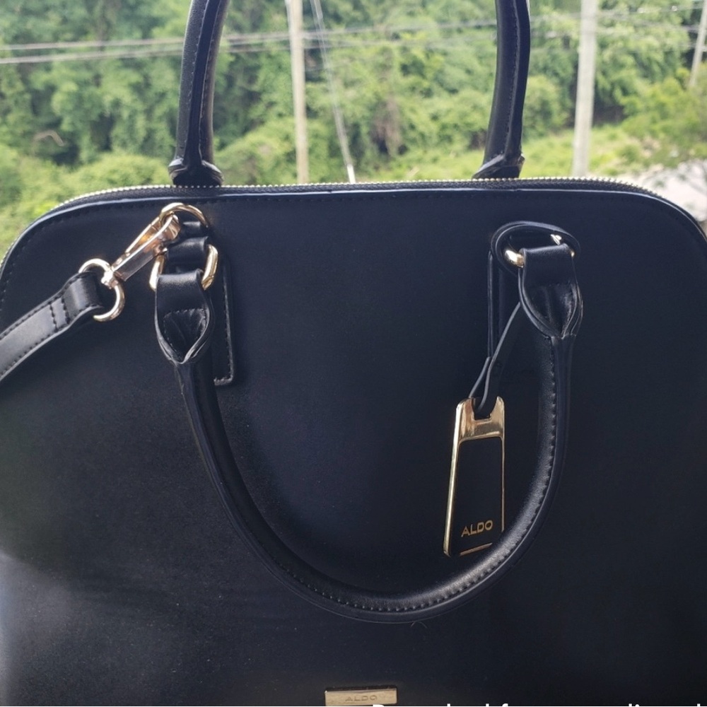 Aldo Black Handbag with Gold Accents